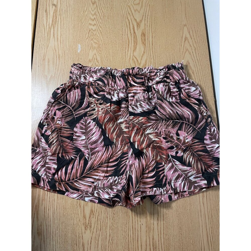 New Women’s Jane Delancey Palm Tree 🌴 Leaves Tropical Print Shorts Linen Medium
